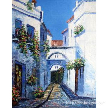 abstract city oil painting